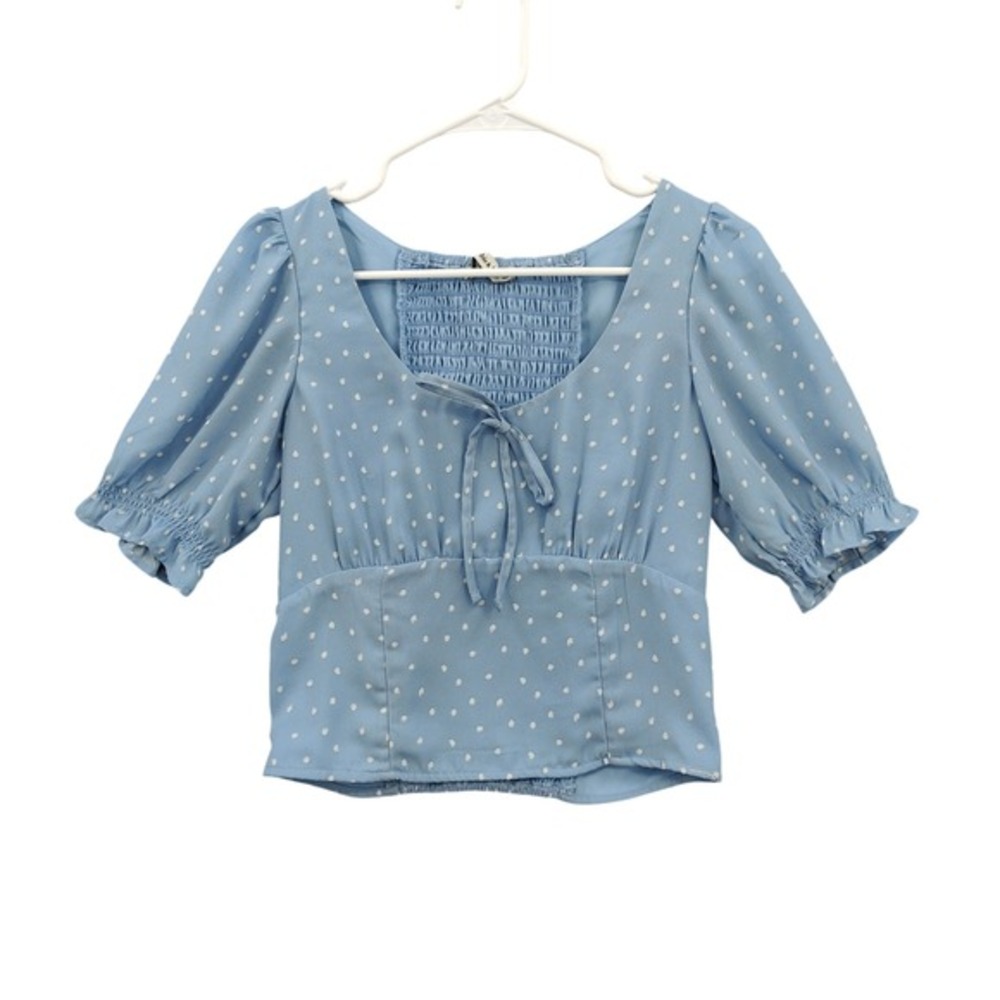 Abercrombie Womens Cottage Milkmaid Coquette Puff Sleeve Top S Polka Dot Smocked